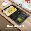 (Eve) Stainless Steel Single Bowl Sink NAVI 750/480 with Multifunctional Accessories image 2