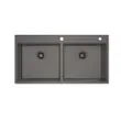 (Mex) 2-Bowl Kitchen Sink 98 x 51 cm, Stainless Steel AISI 304 (Grey Metal Color) Model SQ982GM-MF image 2