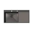 Premium Stainless Steel Kitchen Sink Model CARBONYTE 1000/520 LH Free AZTAC II BLACK Faucet image 2
