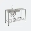 (Eve) Double Bowl Kitchen Sink with Drainboard and Stand ECONIQ 1200/500 image 2