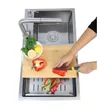 TOZEN 780/520 Multipurpose Sink with Free BELLE Faucet, Soap Dispenser, Wooden Cutting Board, and Basket image 5