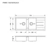 (Eve) Double Bowl Granite Sink with Drainboard, PRIME 1160/500 Black image 12
