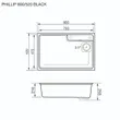 (EVE) ซิงค์ล้างจาน 1 หลุม หินแกรนิตสังเคราะห์ รุ่น PHILLIP 800/520 BLACK รูปที่ 3