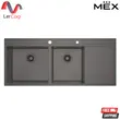 (Mex) Double Bowl Single Drainboard Sink 120 x 51 cm Stainless Steel AISI 304 (Grey Metal) Model SQ1202LGM-MF image 2