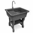 (Dinosaur) Quartz Stone Undermount Kitchen Sink with Stand 1 Bowl 1 Drainboard DINOSAUR WASHTUB 70X57X80cm SMOKY BLACK image 3