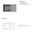 Granite Sink Model PRIME 860/500 GREY with Free AZTAC II GREY Faucet, Overflow and Drain Trap image 7