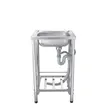 (MEX) Single Bowl Sink PST50 Stainless Steel with Stand, Dish Rack, and 3-Sided Splashback - Free Cold Water Tap Included image 3