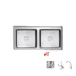 (EVE) Double Bowl Sink ROMO 1000/500 with Free Cold Water Tap, Drain Pipe with Odor Trap, Overflow Strainer and More image 3
