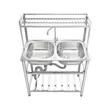 (Mex) Standing Sink 2 Basin MESTER PSU932 Silver image 4