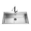 (MEX) Single Bowl Sink Rounded Rectangle Shape 82 cm 1.0 mm Thick Model SC82 Free with TFP03S Faucet image 3