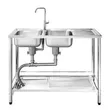 (MEX) Two-Bowl One-Drainboard Kitchen Sink Model PSB1200ML with Stand and Dish Rack, Free Cold Water Tap Included image 2