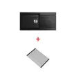(Eve) Granite Sink Kitchen Sink Black Model KNOX 1000/500 BLACK + Faucet Model AZTAC II BLACK image 2