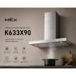 (Mex) K633X90 Stainless Steel T-Shape Hood Extractor 90cm 330W Motor 1,050m³/hr LED image 2