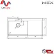 (MEX) Square Undermount Single Bowl Kitchen Sink with Single Drainboard Model SCD1001GM image 3