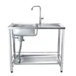 (MEX) Single Bowl Sink with Drainboard PSB100ML with Stand, Dish Rack, and 3-Sided Splash Guard, 4.5" Strainer Basket, Free Cold Water Tap image 3