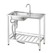 (MEX) Single Bowl Single Drainboard Sink PST100 Stainless Steel with Stand, Dish Rack, and 3-Sided Backsplash, 3.5 inch Drain, Free Cold Water Faucet image 4