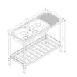 (MEX) 2-Bowl 1-Drainboard Stainless Steel Kitchen Sink PST120 with Stand, Dish Rack, and 3-Sided Backsplash, 3.5" Drain, Free Cold Water Faucet image 5