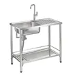 (MEX) Single Bowl Sink with Drainboard PSB100ML with Stand, Dish Rack, and 3-Sided Splash Guard, 4.5" Strainer Basket, Free Cold Water Tap image 2