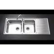 (MEX) Stainless Steel Kitchen Sink MEX 2 Bowl 1 Drainboard with Cold Water Tap Model DLS200B image 2