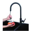 (EVE) Single Bowl Synthetic Granite Kitchen Sink Model WAVE 855495 BLACK + AZTAC II BLACK Faucet image 4