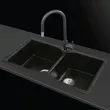 (EVE) Single Bowl Synthetic Granite Kitchen Sink Model WAVE 855495 BLACK + AZTAC II BLACK Faucet image 5