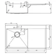 (MEX) Single Bowl Sink with Right Drainboard 86 cm Width 1.0 mm Thickness Model SCD861 + Cold Water Tap TFP03S image 3