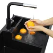 (Eve) Granite Kitchen Sink Black Dish Washing Sink Model PHONIX 900/480 BLACK + Faucet Model LEXI BLACK image 5