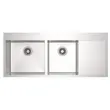 (Mex) Drop-in Sink 2 Bowl 1 Drainboard Model SQ1202L-MF Silver image 3