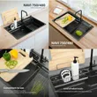 (Eve) Range Hood HC-LOFTBOX-90 + Gas Cooktop HB78-2BCC/BG with Tempered Glass Base + Waterfall Kitchen Sink NAVI 750/480 + Black Water Tap image 8
