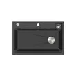 (Eve) Waterfall Kitchen Sink 1 Bowl Synthetic Granite ROMA 750/480 BLACK image 4