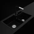 (Eve) Granite Kitchen Sink Black Dish Washing Sink Model PHONIX 900/480 BLACK + Faucet Model LEXI BLACK image 4