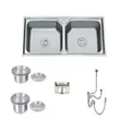 (Tecno) Double Bowl Sink, 20 cm Deep Bowl, Model TNS 201000 SS image 2