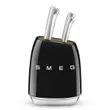 (Smeg) 6-Piece Stainless Steel Knife Set 50's Retro Style with Knife Block Black (KBSF02BL) image 2