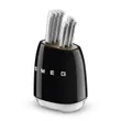 (Smeg) 6-Piece Stainless Steel Knife Set 50's Retro Style with Knife Block Black (KBSF02BL) image 4