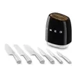 (Smeg) 6-Piece Stainless Steel Knife Set 50's Retro Style with Knife Block Black (KBSF02BL) image 6