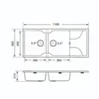 (Eve) Double Bowl Granite Kitchen Sink with Drainboard, PRIME 1160/500 Black image 8