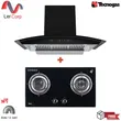 (Tecno) 90 cm Wall-Mounted Hood TNS HD 90 MA/B + 2-Burner Gas Cooktop 71 cm TNS HB JET GB Free 1.5 m Duct image 1