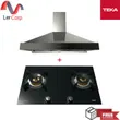 (TEKA) Wall-mounted Canopy Range Hood DBW 90 + 2-Burner Gas Cooktop Model GFI 78 2G AI AL TR image 1
