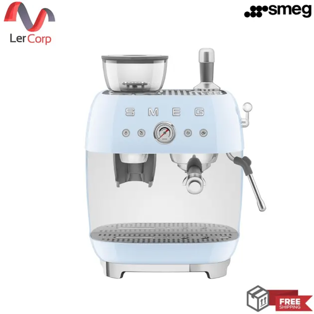 (Smeg) Espresso Machine with Built-in Coffee Grinder Blue EGF03PBEU