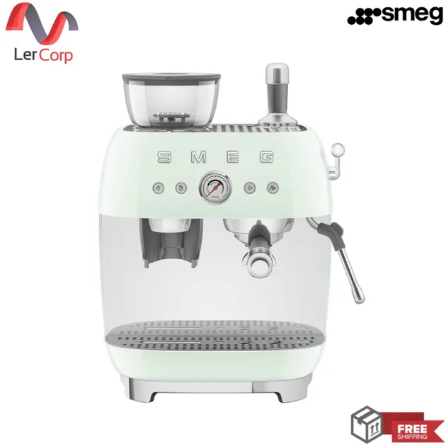 (Smeg) Espresso Machine with Built-in Coffee Grinder, Green, Model EGF03PGEU