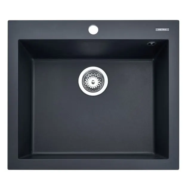 (MEX) Single Bowl Granite Composite Sink, Black, Model KIN15BL