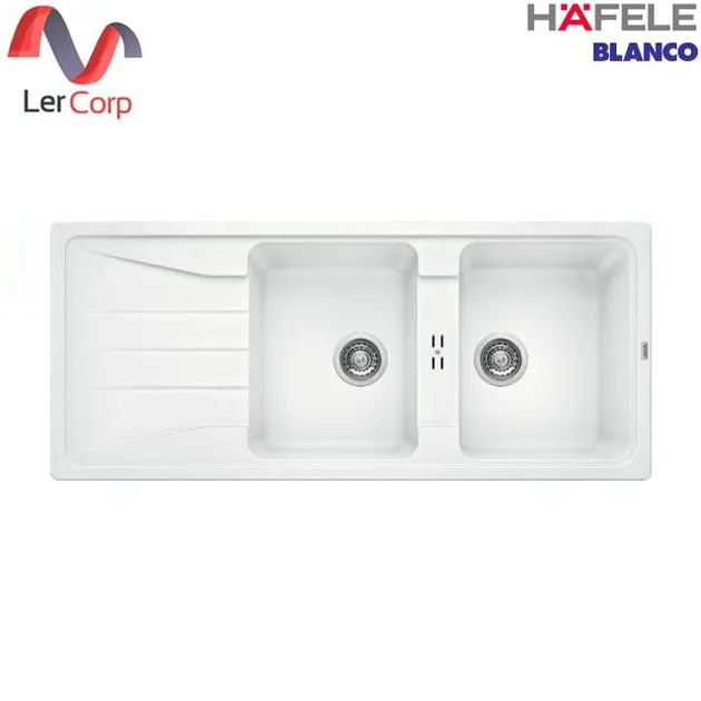 (HAFELE) Double Bowl Sink with Drainboard, Undermount Type, SONA 8 S Model, White Color (567.70.700)