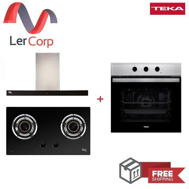 (Teka) Cooker Hood LDH TC 90 + Gas Hob GL 73 2G AI AL + Oven HBB 615 GD