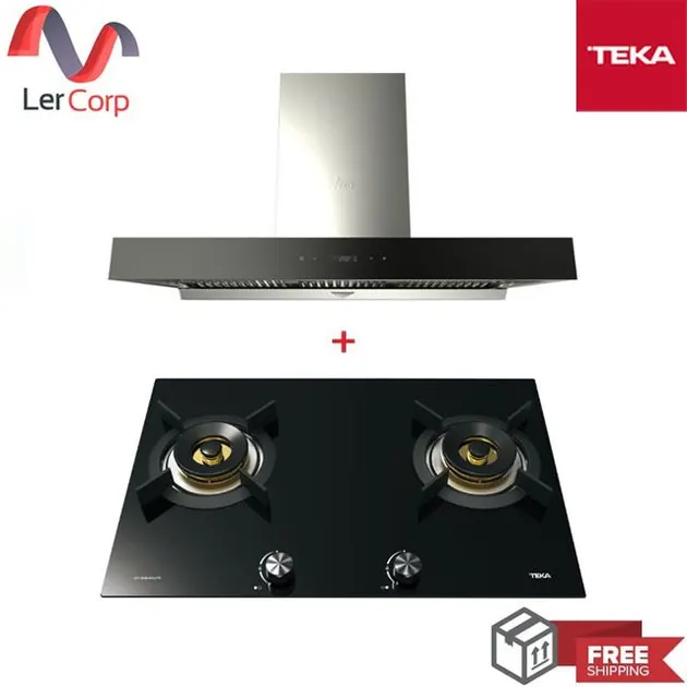 (TEKA) Wall-Mounted Pyramid Extractor DHW 90 T0 + 2-Burner Gas Stove Model GFI 78 2G AI AL TR