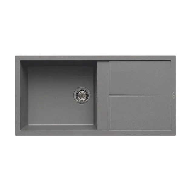 Single Bowl Kitchen Sink with Drainboard, Synthetic Granite, Limestone Color, Model NES11CE
