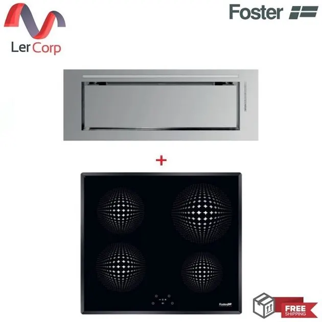 (Foster) FLAT INOX 2513 061 Range Hood + ELETTRA 7370 231 Induction Cooktop
