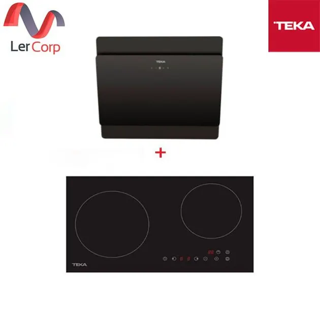 (TEKA) Chimney Range Hood Model DVS 60 AD + 2-Burner Ceramic Glass Built-in Hob Model VE 2 Horizontal