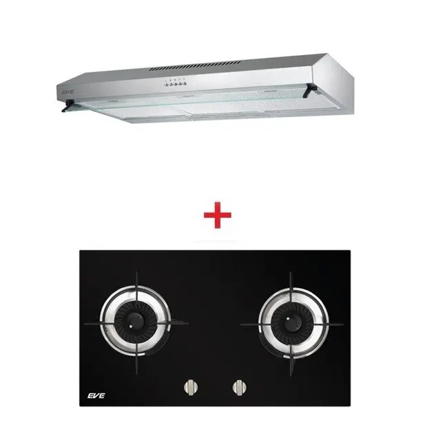 Standard Range Hood Model HF-HSM102AT-90 + Built-in Gas Cooktop Model HB75-2SSR/BG