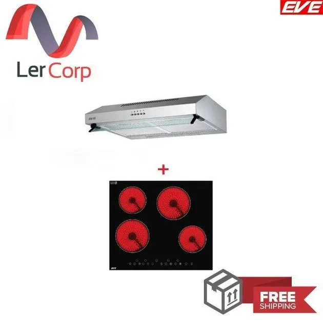 Standard Range Hood Model HF-HSM102AT-60 + 4-Burner Ceramic Electric Cooktop Model HB60-4VCTC