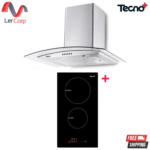 (Tecno) Chimney Hood TNS HD 3460K-AC + 2-burner Electric Ceramic Hob Built-in Furniture Model TNP ID 2029 DG